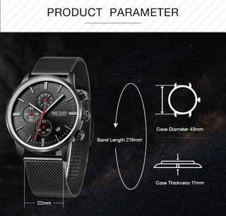 MEGIR Watch Men Stainless Steel Quartz Men Watches Chronograph Watch Clock Men Relogio Masculino for Male Students Relogios ALODIA STORE
