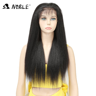 Noble Synthetic Lace Front Wig Long Kinky Straight Baby Hair 26 Inch Wigs For Black Women 0mbre wig Lace Front Synthetic Wigs ALODIA STORE