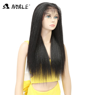 Noble Synthetic Lace Front Wig Long Kinky Straight Baby Hair 26 Inch Wigs For Black Women 0mbre wig Lace Front Synthetic Wigs ALODIA STORE