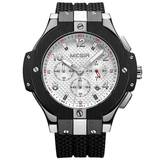 MEGIR Brand Men Watch Quartz Watch Gold Rubber Band 3ATM Water Resistant Chronograph Mens Quartz Wrist Watch ALODIA STORE