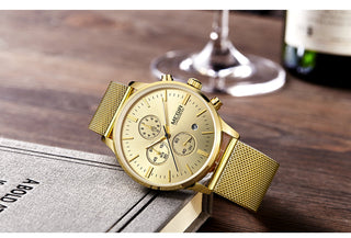 MEGIR Watch Men Stainless Steel Quartz Men Watches Chronograph Watch Clock Men Relogio Masculino for Male Students Relogios ALODIA STORE