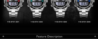 SINOBI Men's Sports Watch Luxury Male Stainless Steel Chronograph Quartz Watches Military Wrist Watch Gift for Men Reloj Saat ALODIA STORE