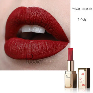 Pudaier Matte Lipstick Waterproof Lip Makeup 26 Colors Long Lasting Moisturizer Lip Tint Korean Black Velvet Nude Matte Lipstick - Alodia Store