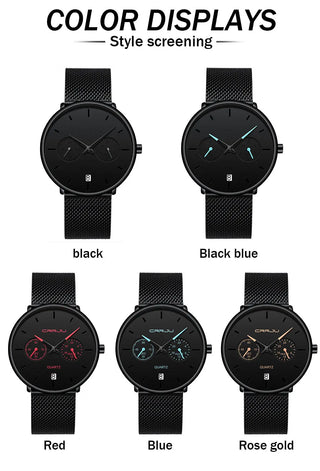 Mens Watches CRRJU Full Steel Casual Waterproof Watch for Man Sport Quartz Watch Men's Dress Calendar Watch Relogio Masculino ALODIA STORE