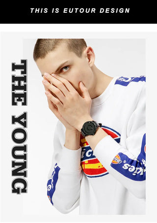 EUTOUR New Innovative Blue Gold Magnetic Metal Multifunctional Watch Men's Fashion Sports Quartz Watch Simple Men's Watch ALODIA STORE