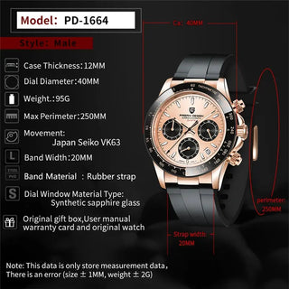 PAGANI DESIGN Top Brand New Men Quartz Wristwatch Luxury Sapphire Glass Sports Watch Rubber Strap Chronograph Watch Men Relogio ALODIA STORE