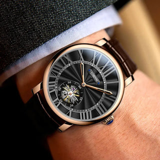 Switzerland Luxury Brand Men Skeleton Watch Leather Seagull Movement Automatic Men Watch Business relogios masculino Waterproof ALODIA STORE