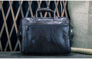 Large Men Leather Handbgs Male Genuine Leather Business Travel Brifcases Bag Men's 15.6 Inch Laptop Shoulder Bag Business A4 Bag ALODIA STORE
