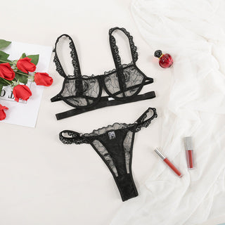 New Sexy Lingerie Bra Set Floral Women's Underwear Set Embroidery See Through Bra and Panties Push up Bralette Lenceria Lingerie ALODIA STORE