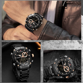 NAVIFORCE Luxury Original Sports Wrist Watch For Men Quartz Steel Waterproof Dual Display Fashion Watches Relogio Masculino 9163 ALODIA STORE