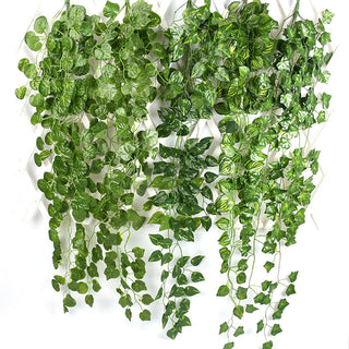Artificial Plant Vines Wall Hanging Rattan Leaves Branches Outdoor Garden Home Decoration Plastic Fake Silk Leaf Green Plant Ivy ALODIA STORE