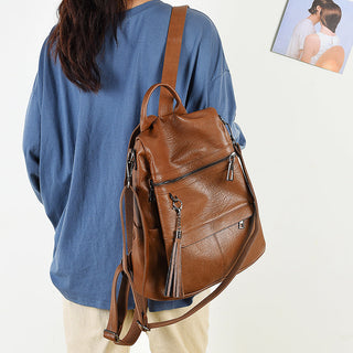 New Women Backpacks Soft Leather Fashion Casual Tassel ALODIA STORE
