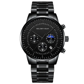 GOLDENHOUR Men's Watch Top Brand Luxury Fashion Quartz Watch Men Leather Waterproof Sports Wrist Watch Male Relogio Masculino ALODIA STORE