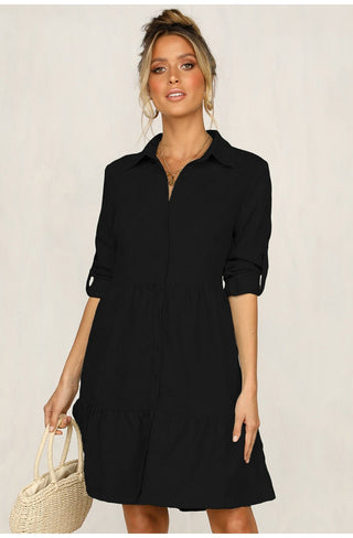 Shirt Dress Long Sleeve Women Clothing Autumn Winter Dress Button Turn-down Collar Ladies A-line Mini Party Dress 2022 Vestidos ALODIA STORE