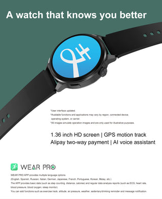 New 390*390 HD Screen NFC Smart Watch Men Bluetooth Call Sport GPS Track Watch Custom Dial Heart Rate ECG PPG Smartwatch For Men ALODIA STORE