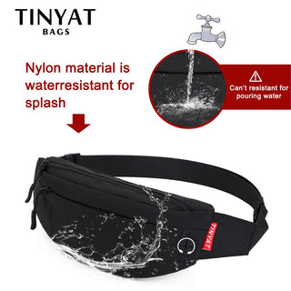 TINYAT Men Waist Bag Pack Purse Casual Large Phone Belt Bag Pouch Women's Canvas Travel Phone Bag Fanny Banana Bag Hip 4 Pockets ALODIA STORE