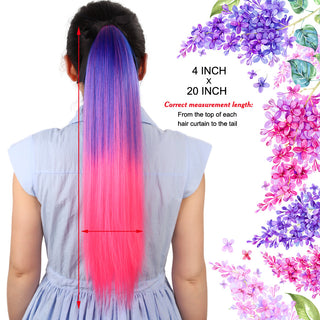 Synthetic Ponytails 20Inch Long Straight  Pony Tail Hair Extensions Drawstring Ponytail Clip In Fake Hair Tail Ombre ALODIA STORE