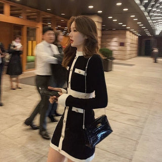 QWEEK Korean style Bodycon Dress Elegant Longsleeve ALODIA STORE