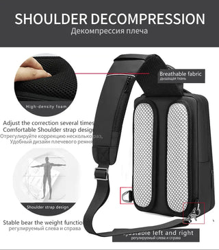 EURCOOL Crossbody Bag Men USB Charging Chest Pack Travel Water Repellent Hand Casual Shoulder Bag Male Purses сумки на плечо ALODIA STORE