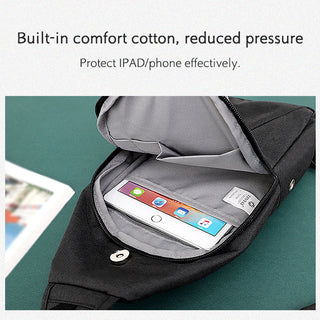 TINYAT Sling bag For 7.9 pad Black Casual Functional Men Chest Bag Pack dual earphone jack Men Shoulder Messenger Bags Pack Bag ALODIA STORE