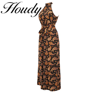 Fashion Sexy Female Wide-Leg Tropical Dress Sleeveless Elegant Tie Long Dress Party Bridesmaid Robe Long Skirt Party Dress ALODIA STORE