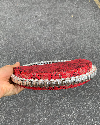 Luxury Colored Diamond Half Moon Women Purses and Handbags Evening Bag Serpentine Designer Party Clutch Bag Chic Wedding Bag ALODIA STORE