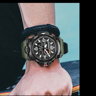 SMAEL Men Sport Watches Dual Time Digital Watch Quartz 50m Waterproof Watch Led Military Watch Sport 8035 Men Watches Wristwatch ALODIA STORE