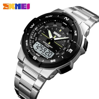 SKMEI Watch Men's Watch Fashion Sport Watches Stainless Steel Strap Mens Watches Stopwatch Chronograph Waterproof Wristwatch Men ALODIA STORE