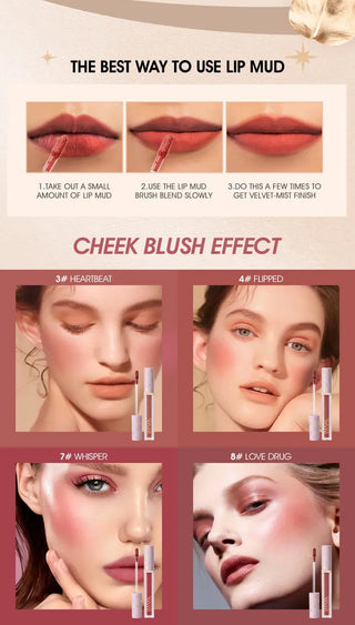 IMAGIC New12-Color Liquid Lipstick Matte Makeup Lips Silky-Smooth Long-Lasting Gloss High Pigment Lip&Cheek Waterproof Lip Mud ALODIA STORE
