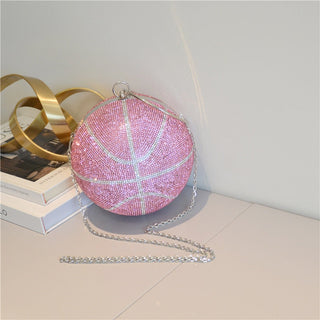 Luxury Basketball Diamond Party Evening Bag Purses and Handbag for Women Ball Shape Shoulder Bag Clutch Designer Crossbody Bag ALODIA STORE
