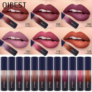 QIBEST Lip Gloss Makeup Moisturizer Waterproof 12 Colors Makeup Lipstick Long Lasting Liquid Lipstick Lip Tint Cosmetics TLSM2 - Alodia Store