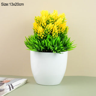 Artificial Plants Potted Green Bonsai Small Tree Grass Plants Pot Ornament Fake Flowers for Home Garden Decoration Wedding Party ALODIA STORE