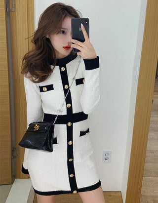 QWEEK Korean style Bodycon Dress Elegant Longsleeve ALODIA STORE