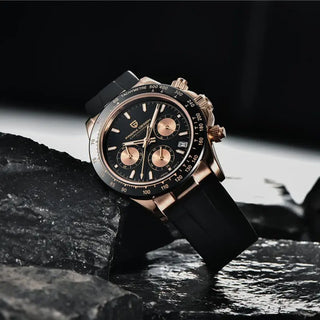 PAGANI DESIGN Top Brand New Rubber Strap Chronograph Watch Men Quartz Wristwatch Luxury Sapphire Glass Sports Watch Men Relogio ALODIA STORE