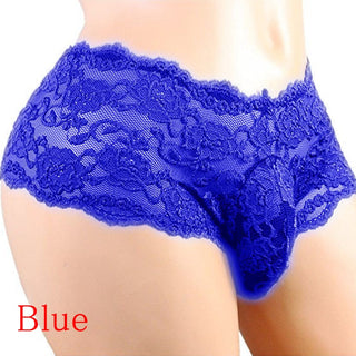 Sexy Panties Plus Size Lace Sissy Men's Underwear Sexy Lingerie Male Breathable Jockstrap Briefs G-String Thongs Porno Underpant ALODIA STORE