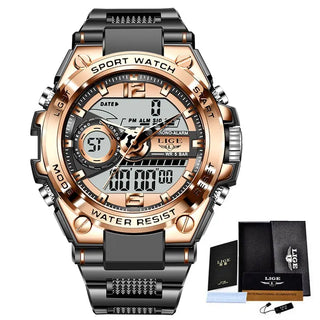 Relogio Masculino 2022 LIGE Sport Men Quartz Digital Watch Creative Diving Watches Men Waterproof Alarm Watch Dual Display Clock ALODIA STORE