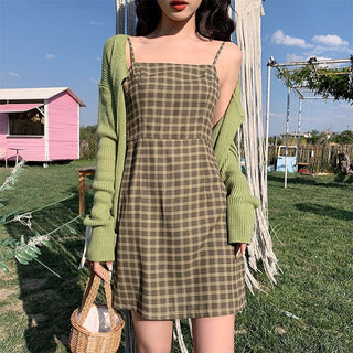 Spring dress Koreastyle versatile avocado fruit green dress ALODIA STORE
