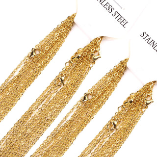 LUXUKISSKIDS Stainless Steel Necklace Chains Woman 10pcs/lot Bulk Wholesale DIY Rolo 2mm Chain No Fade Choker For Jewelry Making ALODIA STORE