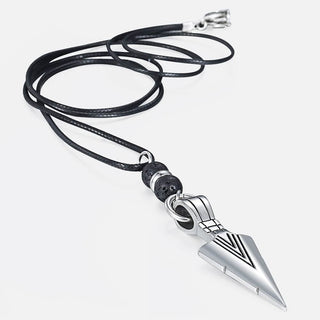 Unique Men's Necklace Stainless Steel Arrow Pendant Matte Black Glass Beaded Necklace Male Jewelry Dropshipping DNM07 ALODIA STORE