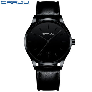 Mens Watches CRRJU Full Steel Casual Waterproof Watch for Man Leather Quartz Watch Men's Dress Calendar Watch Relogio Masculino ALODIA STORE