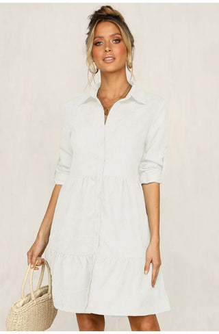 Shirt Dress Long Sleeve Women Clothing Autumn Winter Dress Button Turn-down Collar Ladies A-line Mini Party Dress 2022 Vestidos ALODIA STORE