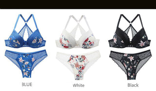 New 2020 sexy 3/4 cup back closure lace women bra set thong hollow out  underwear  intimante  lingerie alodia store