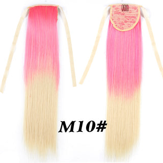 Synthetic Ponytails 20Inch Long Straight  Pony Tail Hair Extensions Drawstring Ponytail Clip In Fake Hair Tail Ombre ALODIA STORE