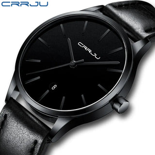 Mens Watches CRRJU Full Steel Casual Waterproof Watch for Man Leather Quartz Watch Men's Dress Calendar Watch Relogio Masculino ALODIA STORE