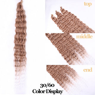 Full Star Crochet Hair Pink Ombre Blonde Ocean Wave 32 Inch Synthetic Hair 100g Soft Braiding Hair Extensions Deep Wave Twist ALODIA STORE