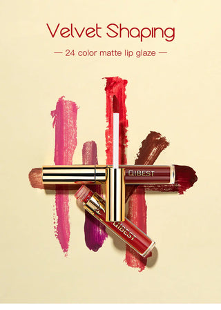 QIBEST Liquid Lipstick Waterproof Lipgloss 24 Color Lipgloss Lipstick Lips Makeup Cosmetic Long Lasting Lip Tint Lip Gloss Matte ALODIA STORE