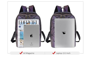 New Women Backpack Geometric Folding Bag Small Students School Bags For Teenage Girls Luminous Backpacks Hologram Daily Backpack ALODIA STORE