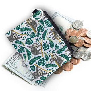 Jomtokoy Cute Sloth printing waterproof Purse Card Key Pouch Small Zipper Coin Purse Card Holder Mini square wallet ALODIA STORE