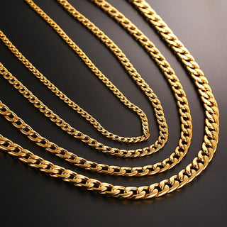 Vnox Men's Cuban Link Chain Necklace Stainless Steel Black Gold Color Male Choker colar Jewelry Gifts for Him ALODIA STORE