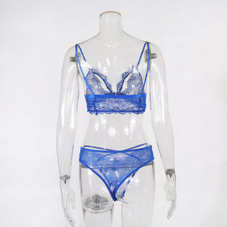 High Quantity Soft Lace Sexy Lingerie Set Women Front Closure Transparent Bra and Panties Sets Nightwear Solid Color Bra Sets ALODIA STORE